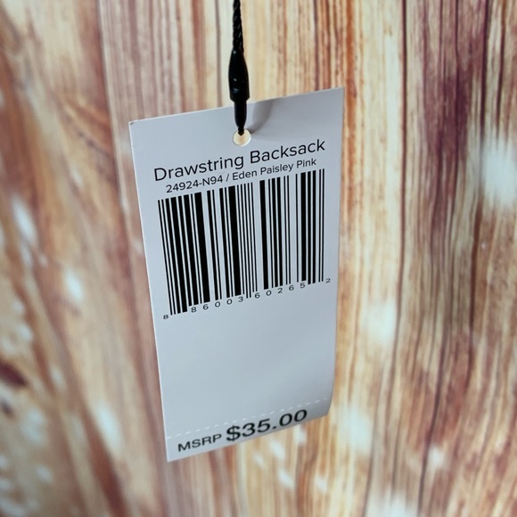 Vera Bradley Eden Pink Paisley Drawstring Backpack NWT - Picture 3 of 5
